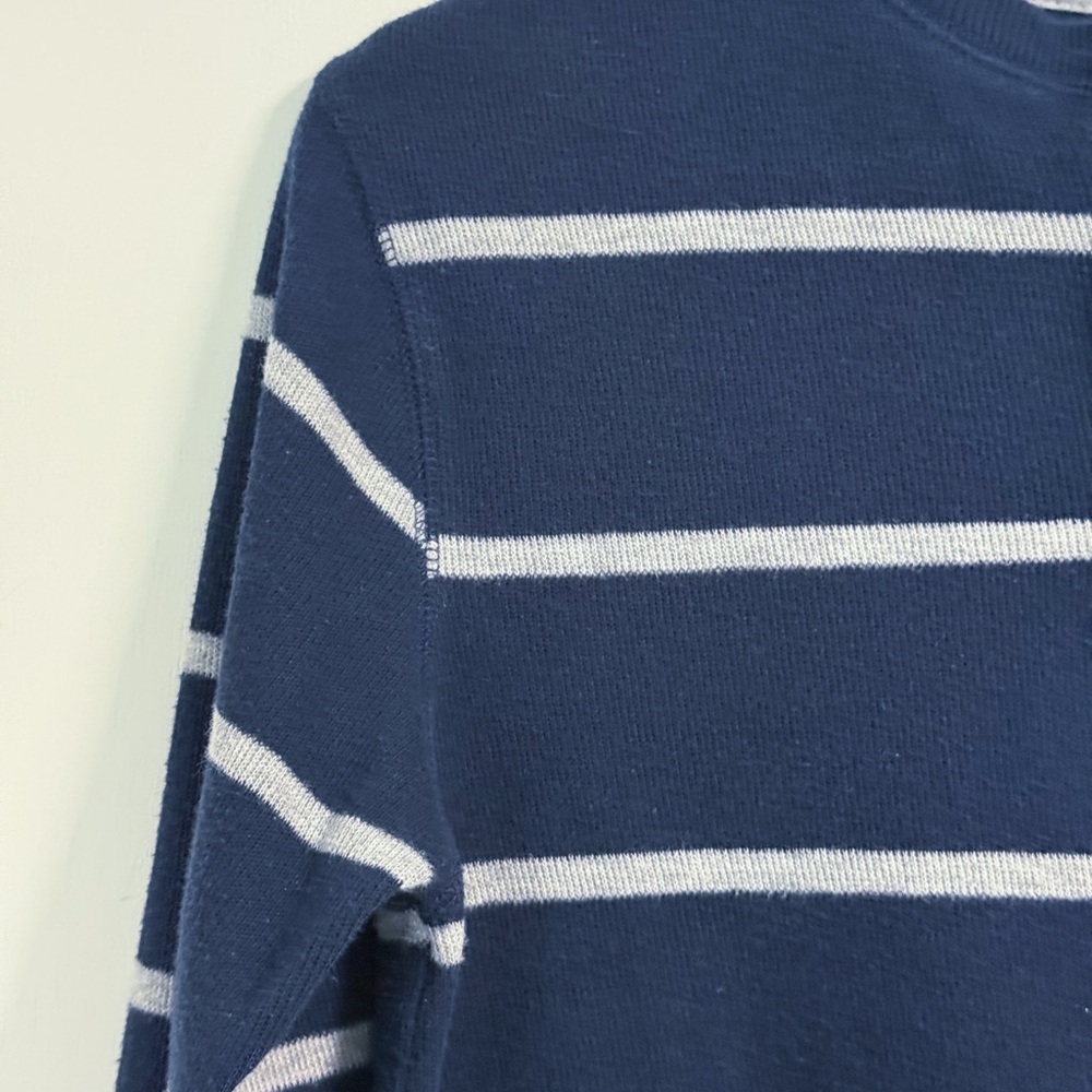 Old Navy Boys Striped Henley Shirt L 10-12 Navy Gray Cotton School Top - Picture 4 of 16